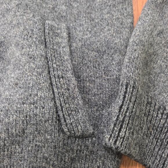 Pronto Uomo Blue Charcoal Zip-Up 100% Wool Sweater Elbow Patches Size Large - Picture 5 of 7